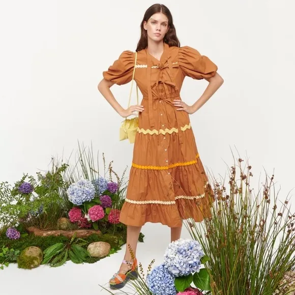 NWT Celia B TYRA MIDI DRESS-BROWN Medium