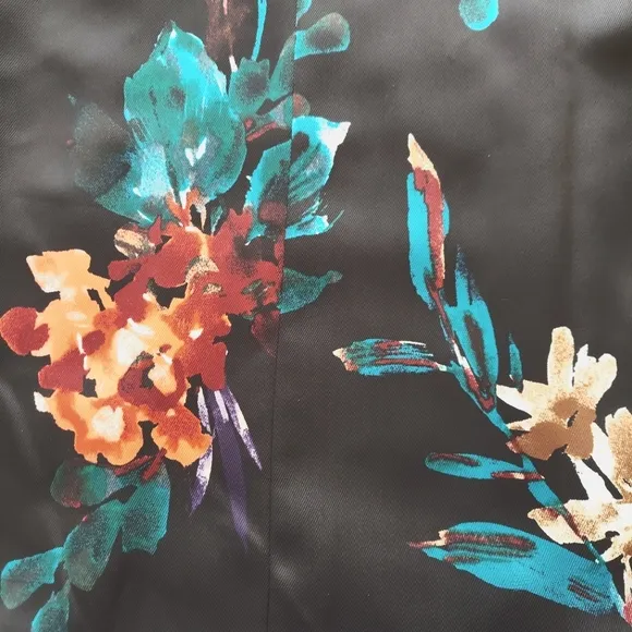 NWT Chico's Drama Duster Tulip Sleeve Jacket Floral on Black 3/4 Sleeve …