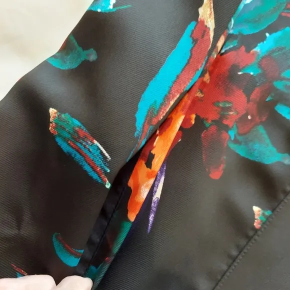 NWT Chico's Drama Duster Tulip Sleeve Jacket Floral on Black 3/4 Sleeve …