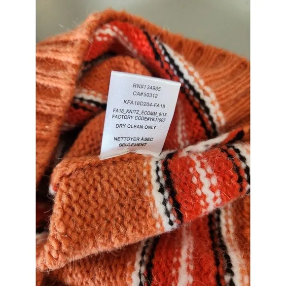 NWT For Love &amp; Lemons Charlie Sweater Dress Size S Orange Striped Oversize