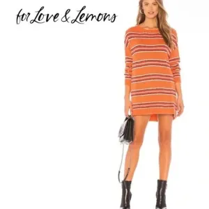 NWT For Love &amp; Lemons Charlie Sweater Dress Size S Orange Striped Oversize