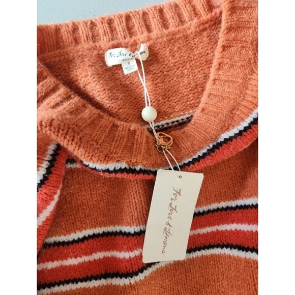 NWT For Love &amp; Lemons Charlie Sweater Dress Size S Orange Striped Oversize