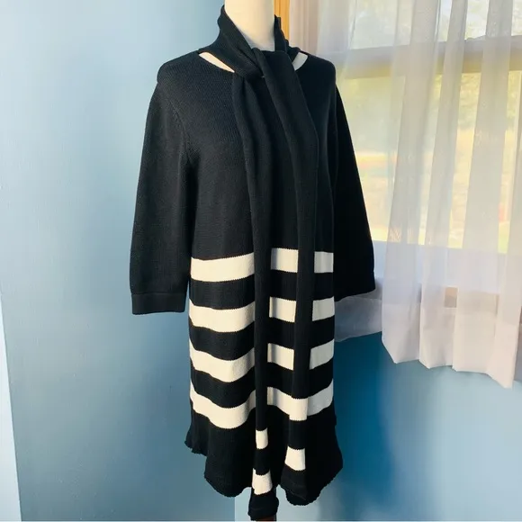 NWT For Love and Lemons Knitz Black and White Striped Tunic Sweater