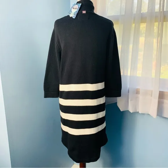 NWT For Love and Lemons Knitz Black and White Striped Tunic Sweater