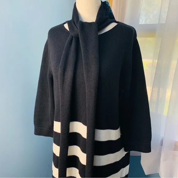 NWT For Love and Lemons Knitz Black and White Striped Tunic Sweater