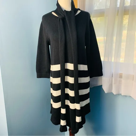NWT For Love and Lemons Knitz Black and White Striped Tunic Sweater
