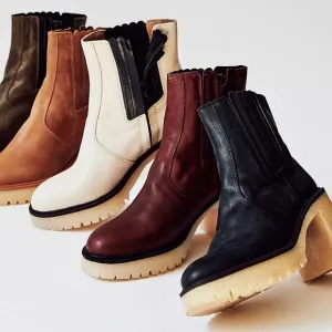NWT Free People James Chelsea Black Boots Chunky Feels Ankle Booties 38.5 US 8.5