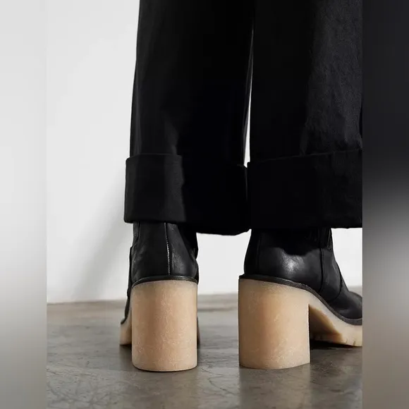 NWT Free People James Chelsea Black Boots Chunky Feels Ankle Booties 38.5 US 8.5
