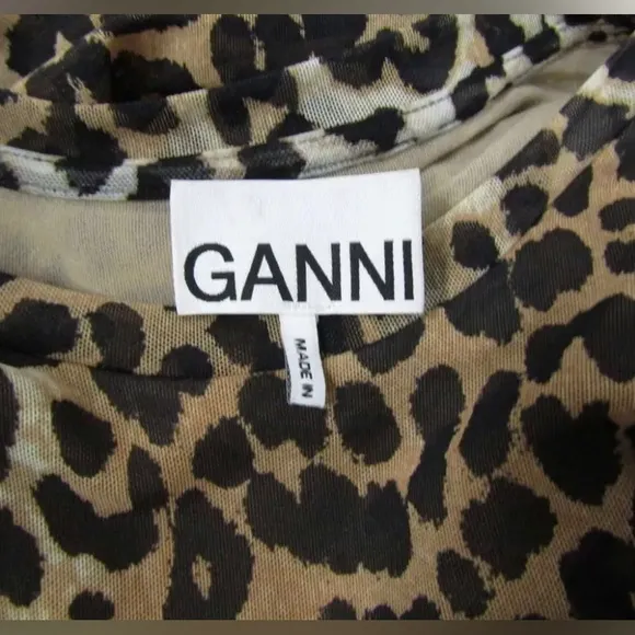 NWT Ganni Ruched Leopard Print Mini Dress Animal Print
