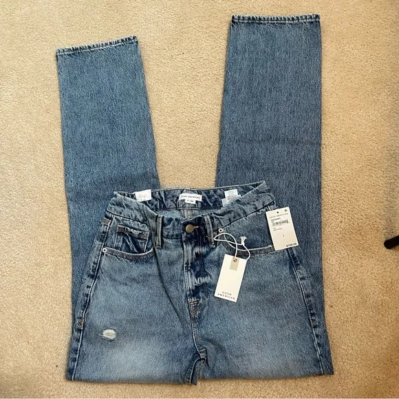 NWT! Good American Women’s Good 90’s Icon Blue Straight Leg Jeans - Size 2/26