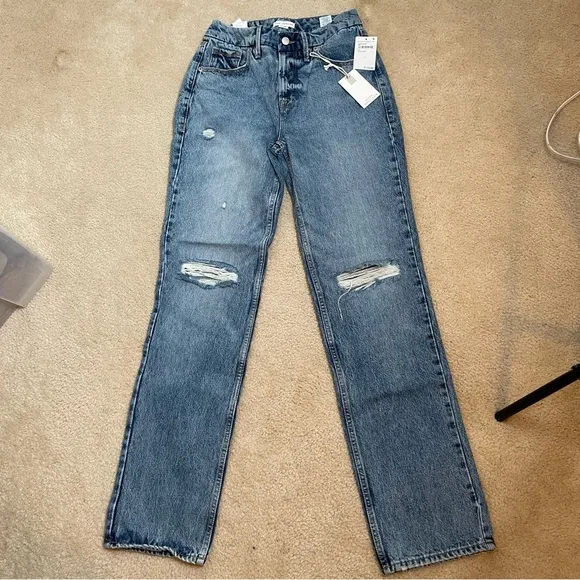 NWT! Good American Women’s Good 90’s Icon Blue Straight Leg Jeans - Size 2/26