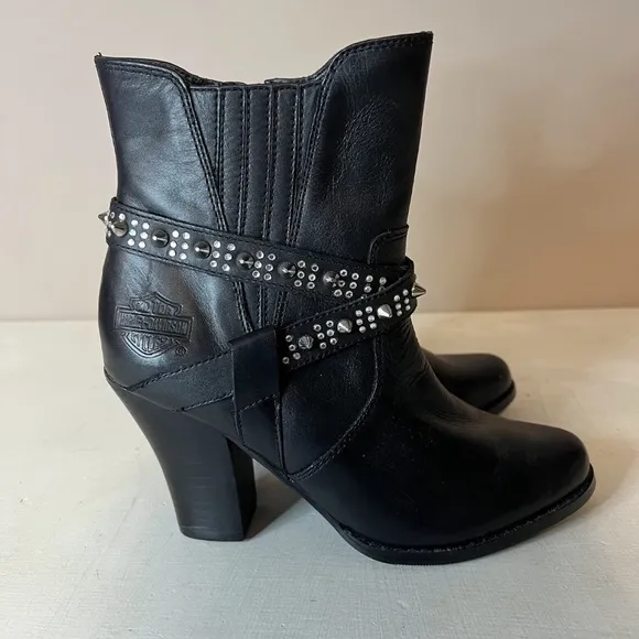 NWT Harley Davidson Riann Black Moto Heeled Dress Boots