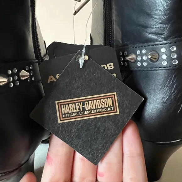 NWT Harley Davidson Riann Black Moto Heeled Dress Boots