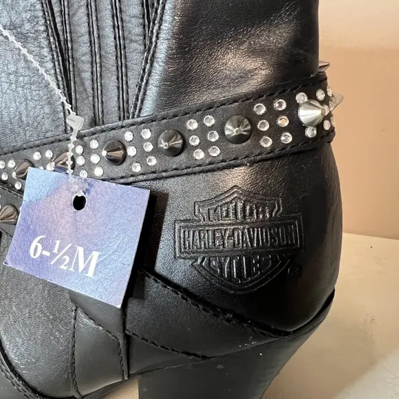 NWT Harley Davidson Riann Black Moto Heeled Dress Boots