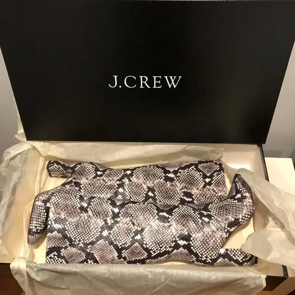 NWT J. Crew Tall high-heel boots in faux snakeskin