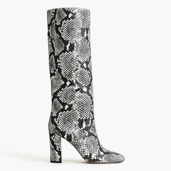 NWT J. Crew Tall high-heel boots in faux snakeskin