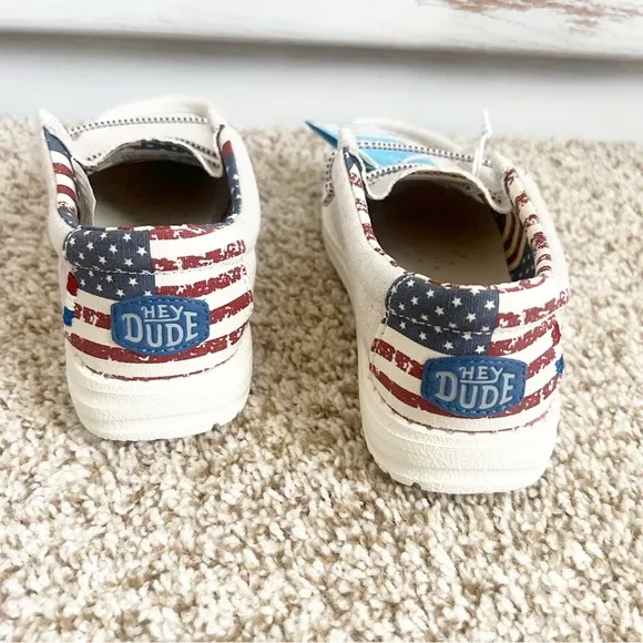 NWT Kids Hey Dude Wally American Flag Patriotic Slip On Shoes Size US 1