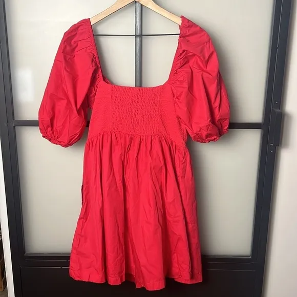 NWT Maeve Puff-Sleeved Sweetheart Mini Dress | Anthropologie | Size: Large