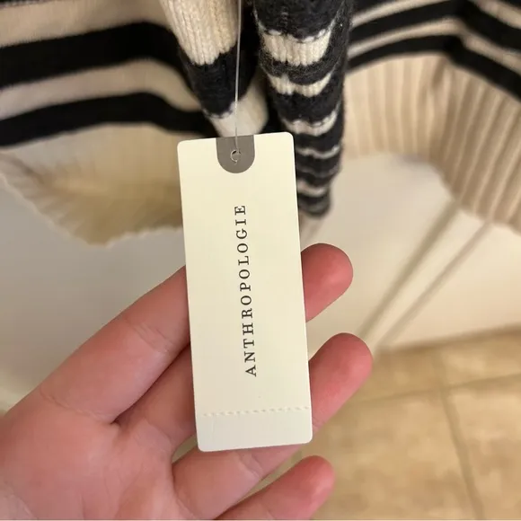 NWT Maeve The Chandler Crew Neck Striped Black and White Pullover Size L