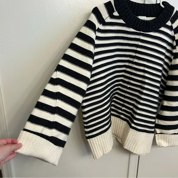 NWT Maeve The Chandler Crew Neck Striped Black and White Pullover Size L