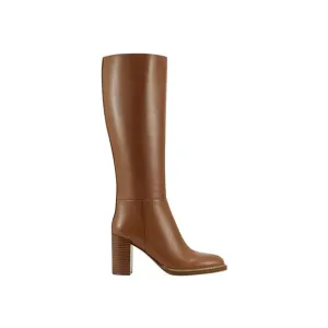 NWT MARC FISHER Womens Brown Gabey Almond Toe Block Heel Leather Boots 8 M
