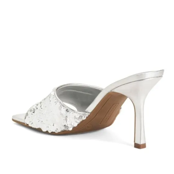 NWT MARC FISHER Women's Danria Sequin Stiletto Heel Dress Slip-on Sandals