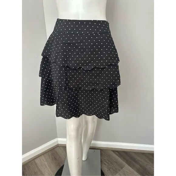 NWT Marysia Resort Womens Ruffle Tiered Polka Dot Mini Skirt Black White XS