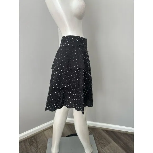 NWT Marysia Resort Womens Ruffle Tiered Polka Dot Mini Skirt Black White XS