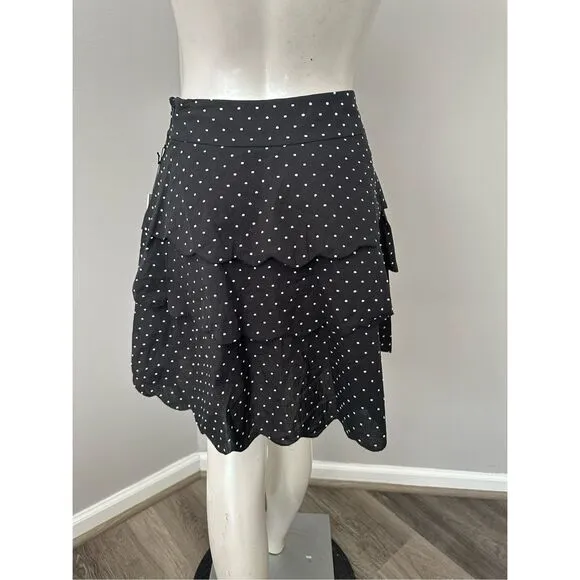 NWT Marysia Resort Womens Ruffle Tiered Polka Dot Mini Skirt Black White XS