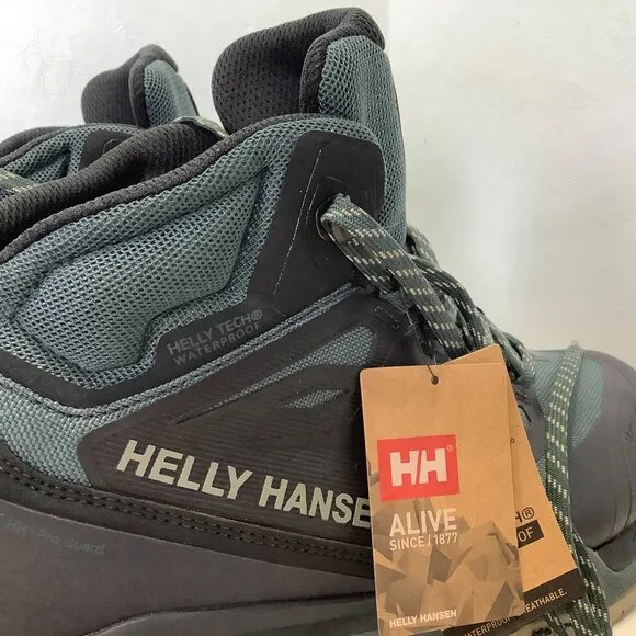 NWT Men's Helly Hansen Traverse HT Waterproof Hiking Boots Size 7.5 Green/Gray