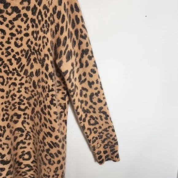 NWT Michael Kors Animal Leopard Print Angora Blend Sweater V Neck Dress SZ Large