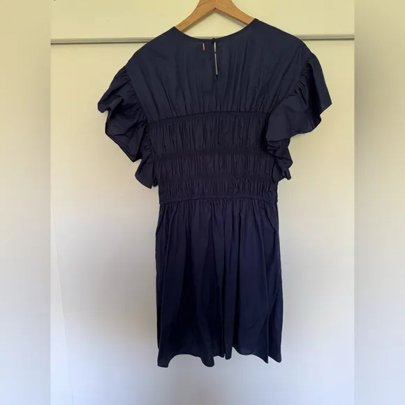 NWT Misa Los Angeles Radha Shirred Ruffle-Sleeve Poplin Mini Dress XL