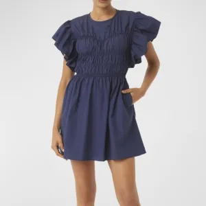 NWT Misa Los Angeles Radha Shirred Ruffle-Sleeve Poplin Mini Dress XL