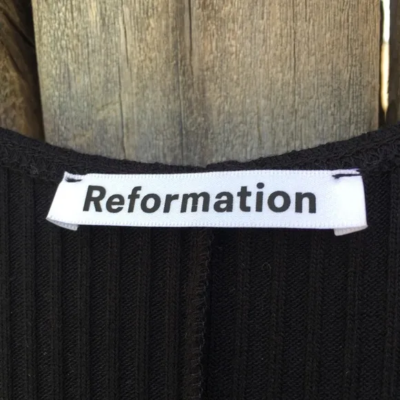NWT Reformation Bliss Dress Ribbed Knit Black L