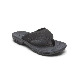 NWT ROCKPORT Mens Black Comfort Hayes Round Toe Slip On Thong Sandals 11 M