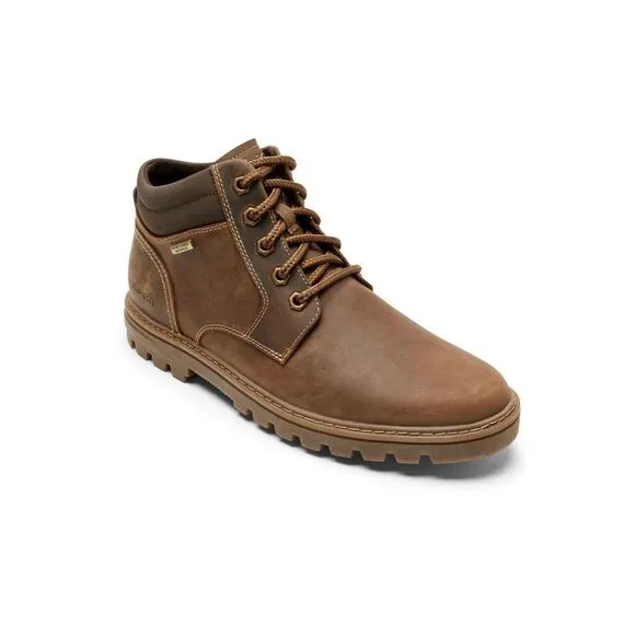 NWT ROCKPORT Mens Brown Weather Or Not Round Toe Block Heel Leather Boots 9.5 W