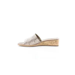 NWT SAM EDELMAN Womens Beige Snakeskin Valery Wedge Slip On Slide Sandals 8.5 M