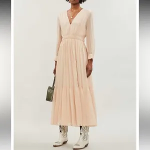 NWT Sandro Paris Women’s Cream Tiered Long Sleeve Maxi Dress Size 4