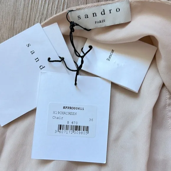 NWT Sandro Paris Women’s Cream Tiered Long Sleeve Maxi Dress Size 4