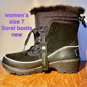 NWT Sz 7 Sorel Women’s Waterproof Suede Boots Tivoli III Faux Fur Impermiable 3