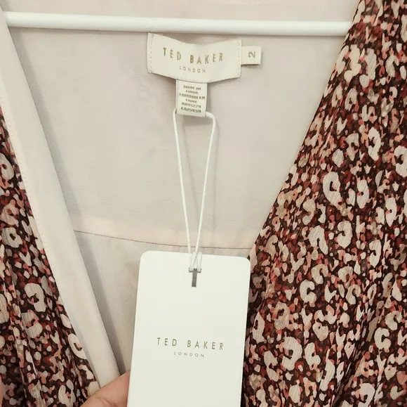 NWT TED BAKER Vallyy Draped Midi With Batwing Sleeve Size 4-6