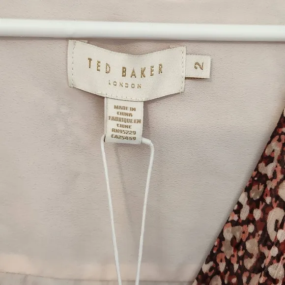 NWT TED BAKER Vallyy Draped Midi With Batwing Sleeve Size 4-6
