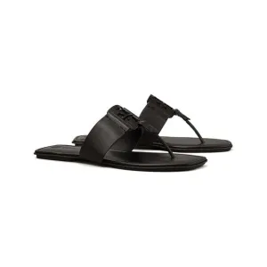 NWT TORY BURCH Womens Black Georgia Toe Slip On Leather Thong Sandals 8.5 M