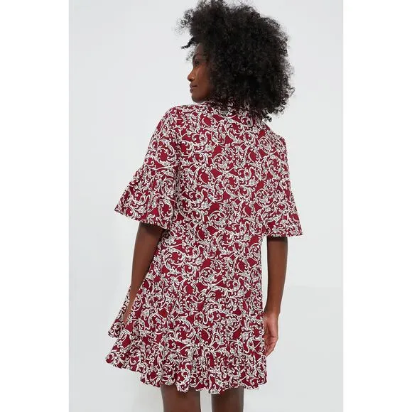 NWT TUCKERNUCK HYACINTH HOUSE Maroon Vines Vera Shirt Dress Sz S