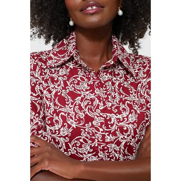 NWT TUCKERNUCK HYACINTH HOUSE Maroon Vines Vera Shirt Dress Sz S