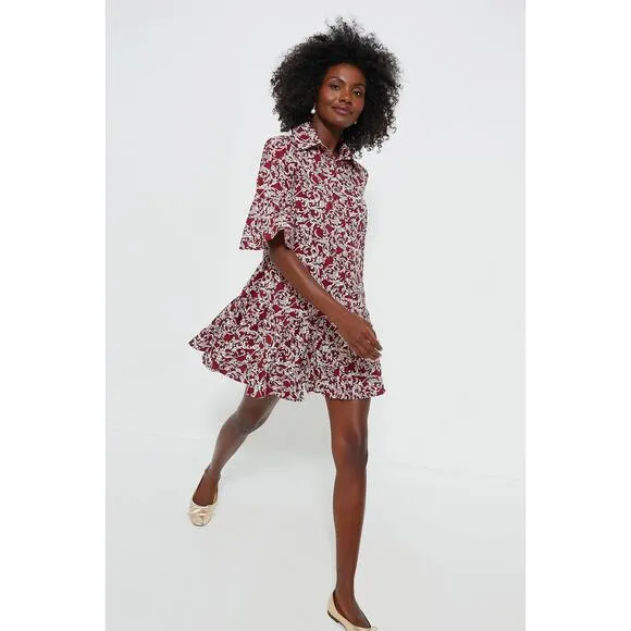NWT TUCKERNUCK HYACINTH HOUSE Maroon Vines Vera Shirt Dress Sz S