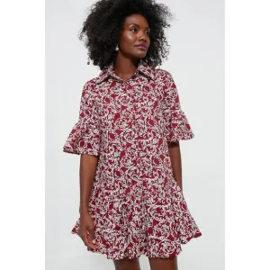 NWT TUCKERNUCK HYACINTH HOUSE Maroon Vines Vera Shirt Dress Sz S