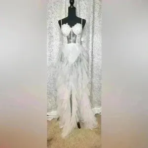 NWT White tulle dress AB rhinestones