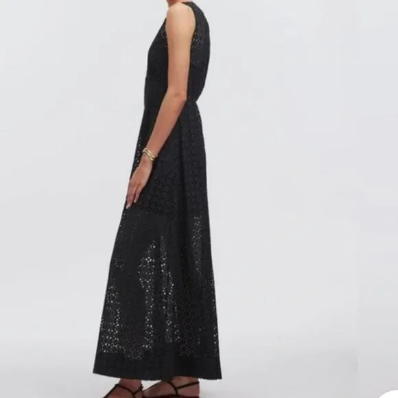 NWT Madewell Depeche Eyelet Maxi Dress Black 4