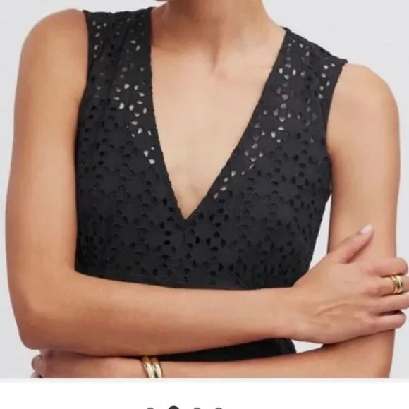 NWT Madewell Depeche Eyelet Maxi Dress Black 4